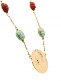 RIXO Saturn gold-plated beaded necklace / longline statement necklaces