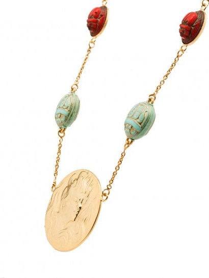 RIXO Saturn gold-plated beaded necklace / longline statement necklaces - flipped