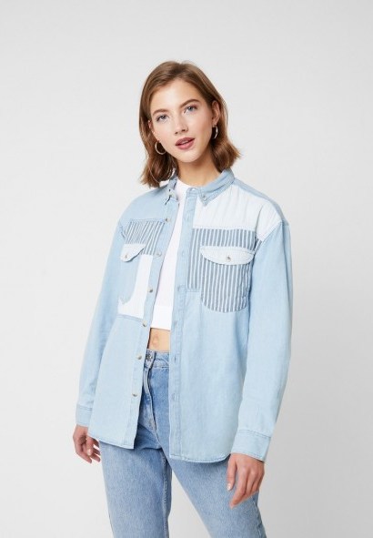 Rolla’s PATCH – Button-down blouse bleach blue - flipped