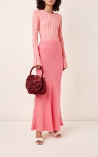 Staud Rose Leather Top Handle Bag Purple ~ feminine look floral handbags