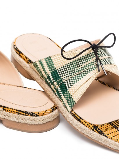ROSIE ASSOULIN check-pattern slip-on sandals ~ mixed plaid