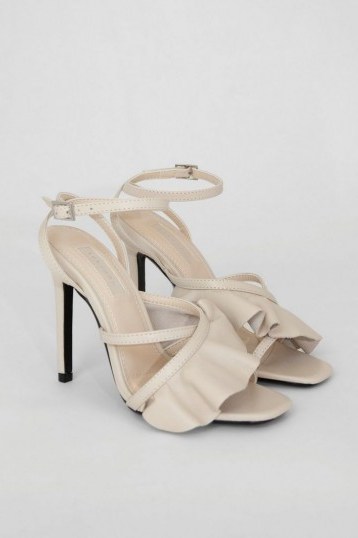 TOPSHOP ROSIE Ivory Frill Ankle Tie Heels / ruffled sandals - flipped