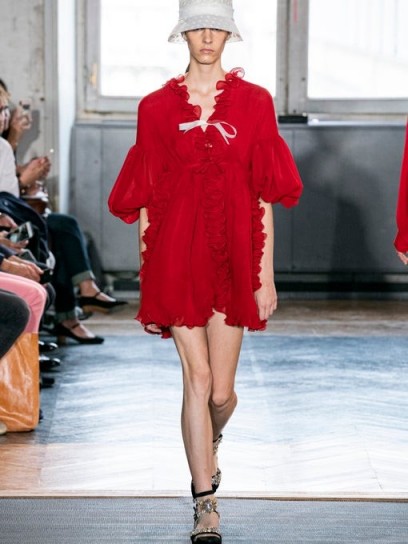 GIAMBATTISTA VALLI Ruffled silk-georgette mini dress in red