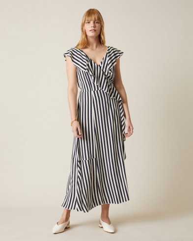 JIGSAW SAILOR STRIPE RUFFLE DRESS FRENCH NAVY / striped summer dresses