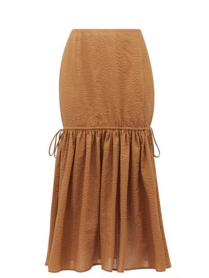 MARYSIA Seashell cotton-seersucker midi skirt