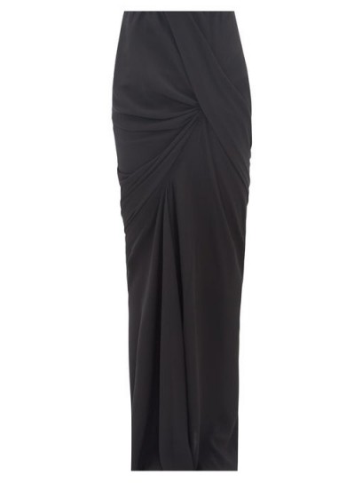 RICK OWENS Seb black draped crepe maxi skirt – elegant skirts