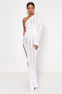 The Fashion Bible SHALINI WHITE ONE SHOULDER MAXI DRESS