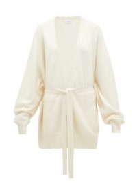 RAEY Shawl belted cashmere cardigan in ivory