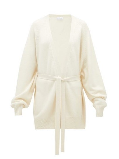 RAEY Shawl belted cashmere cardigan in ivory - flipped