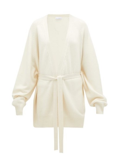 RAEY Shawl belted cashmere cardigan in ivory