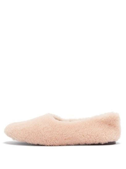 FUR DELUXE Pink shearling ballet flats - flipped