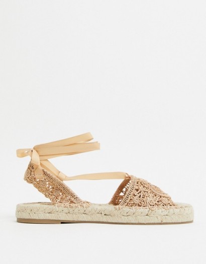 Stradvarius lace up espadrilles beige – strappy espadrille – summer sandals