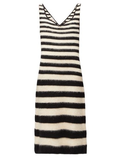 MARNI black and white striped knitted wool-blend midi dress – summer classics - flipped