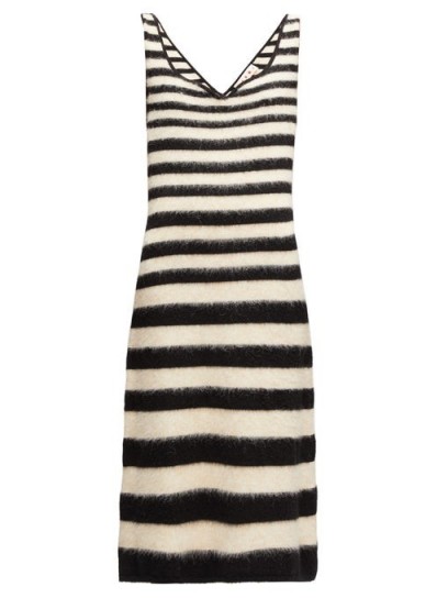 MARNI black and white striped knitted wool-blend midi dress – summer classics