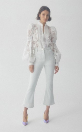 Acler Suffield Puffed Shoulder Lace Blouse ~ white statement blouses ~ feminine look clothing - flipped