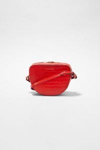 FRENCH CONNECTION TALLIN RECYCLED LEATHER HALF MOON CROSSBODY MARGOT RED