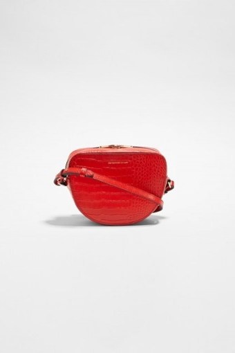 FRENCH CONNECTION TALLIN RECYCLED LEATHER HALF MOON CROSSBODY MARGOT RED - flipped