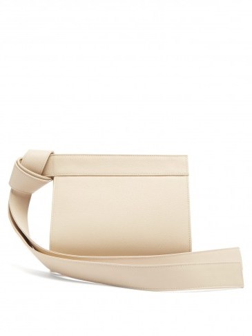TSATSAS Tape XS grained-leather clutch bag in off white - flipped