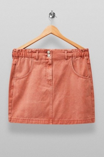 Topshop Terracotta Denim Paperbag Mini Skirt | summer denim - flipped