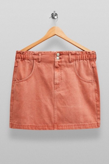 Topshop Terracotta Denim Paperbag Mini Skirt | summer denim