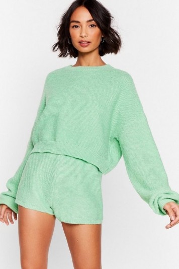 Nasty Gal The Long and Short of It Knit Lounge Set Green