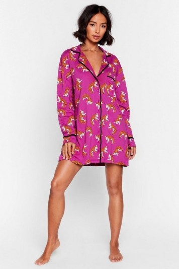 NASTY GAL Tiger Queen Jersey Pajama Nightie Plum ~ nighties ~ nightwear