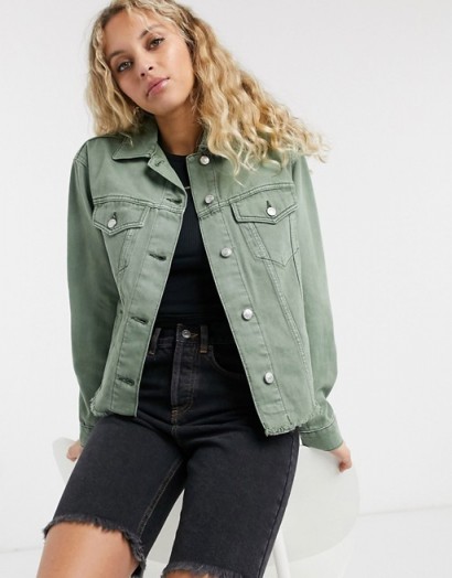 Topshop organic cotton shacket in khaki – casual green outerwear