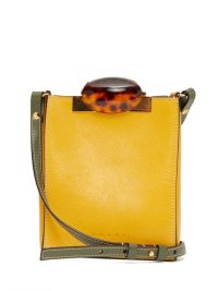 MARNI Tortoiseshell-clasp mini leather cross-body bag in yellow