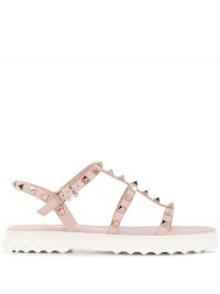 VALENTINO Valentino Garavani Rockstud rubber sole sandals | pink strappy stud embellished flats