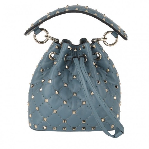 VALENTINO Spike Mini Bucket Bag Amadeus ~ small blue spiked bags