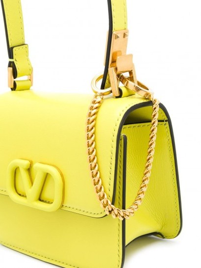 VALENTINO Valentino Garavani VLOGO yellow leather crossbody bag ~ small luxury handbag - flipped