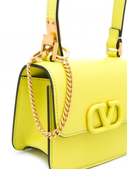 VALENTINO Valentino Garavani VLOGO yellow leather crossbody bag ~ small luxury handbag