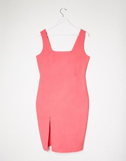 Vesper Plus square neck midi dress in pink ~ lpd - flipped
