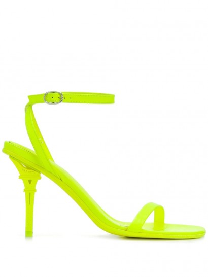 VETEMENTS Eiffel Tower sandals in fluorescent yellow ~ barely there heels