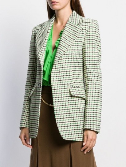 VICTORIA BECKHAM Jarvis tweed print blazer ~ green checked jackets - flipped