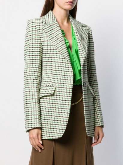 VICTORIA BECKHAM Jarvis tweed print blazer ~ green checked jackets