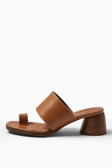 TOPSHOP VILLAGE Tan Leather Toe Loop Sandals / brown summer sandal - flipped