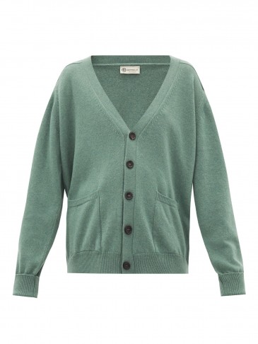 CONNOLLY Green V-neck cashmere cardigan