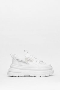 NASTY GAL Walk On Over Faux Leather Platform Sneakers ~ chunky trainers