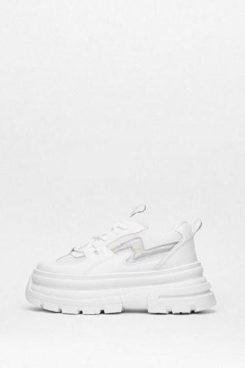 NASTY GAL Walk On Over Faux Leather Platform Sneakers ~ chunky trainers - flipped