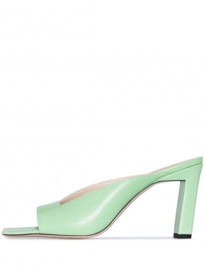 WANDLER Isa 85mm leather mules ~ pale green square toe mule - flipped