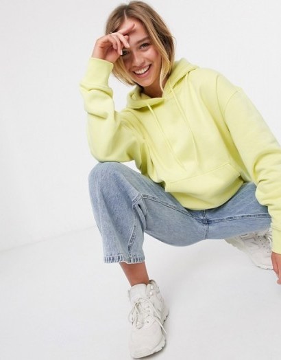 Weekday Alisa organic cotton oversized hoodie in pale yellow - flipped