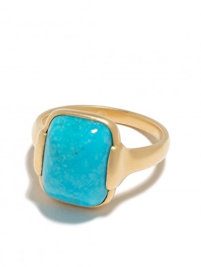 WHITE BIRD 18kt yellow gold Grace turquoise ring - flipped