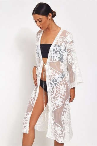 The Fashion Bible WHITE LACE KIMONO – luxe style cover-up - flipped