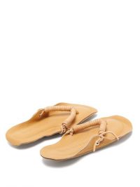 ACNE STUDIOS Woven-strap raw-edged leather sandals camel brown