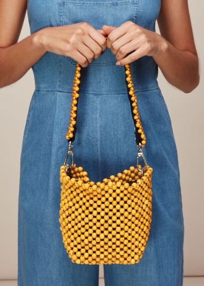 WHISTLES MARTHA MINI BEADED BUCKET BAG Yellow ~ sunny, summer bags