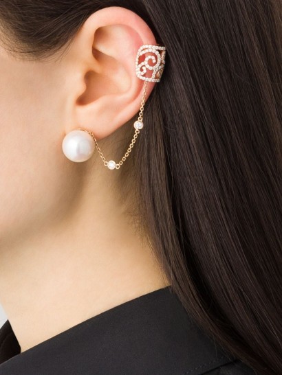 YOKO LONDON 18kt rose gold Novus Freshwater pearl and diamond earring ~ single luxe earrings