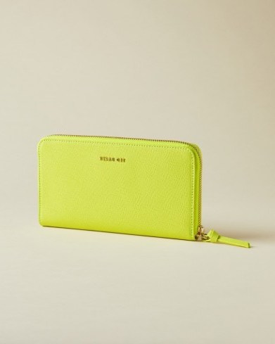 TED BAKER FAYRIE Zip around leather matinee purse lime / bright summer accessory - flipped