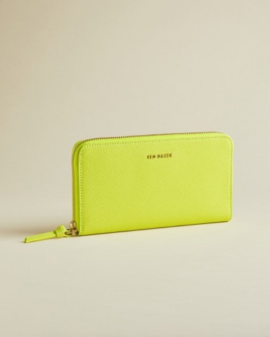 TED BAKER FAYRIE Zip around leather matinee purse lime / bright summer accessory