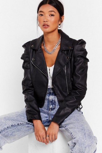 Nasty Gal Act Puff Faux Leather Moto Jacket